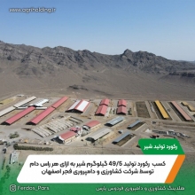 کسب رکورد تولید 49/5 گیلوگرم شیر به ازای هر راس دام توسط شرکت کشاورزی و دامپروری فجر اصفهان ( آبان 1404) کسب رکورد تولید 49/5 گیلوگرم شیر به ازای هر راس دام توسط شرکت کشاورزی و دامپروری فجر اصفهان ( آبان 1404)